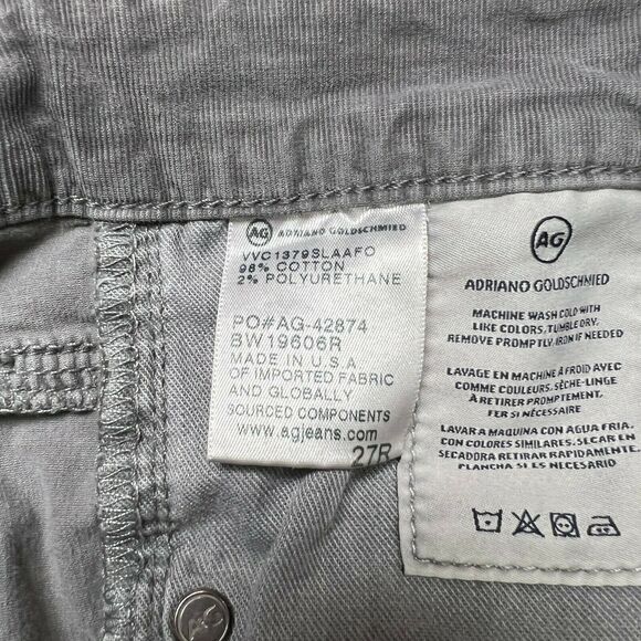 AG Adriano Goldschmied SIZE 27 Farrah High Rise Corduroy Pants Skinny Gray AG - Picture 10 of 11
